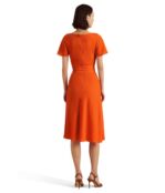 Платье LAUREN Ralph Lauren, Belted Crepe Flutter-Sleeve Dress 9813164 | Vivid Tangerine фото 2