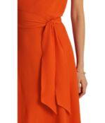 Платье LAUREN Ralph Lauren, Belted Crepe Flutter-Sleeve Dress 9813164 | Vivid Tangerine фото 3