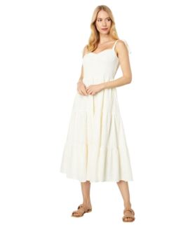 Платье Madewell, Eyelet Lucie Tie-Strap Tiered Midi Dress