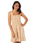 Платье Madewell, Linen-Blend Lucie Smocked Tank Mini Dress in Painted Seash 9813616 | Tawny Sand фото 1