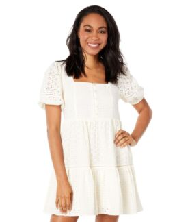 Платье Madewell, Eyelet-Mix Tiered Mini Dress