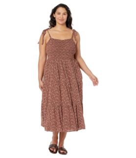 Платье Madewell, Plus Lucie Tie-Strap Tiered Midi Dress in Florentine Flora