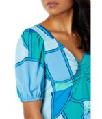 Платье Donna Morgan, Puff Sleeve Midi Dress 9822614 | Green/Blue фото 3