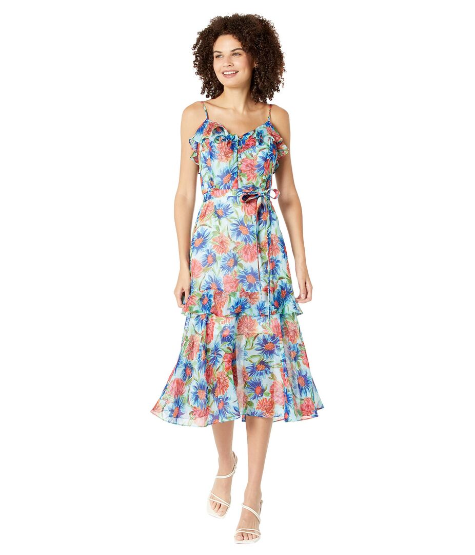 Платье MILLY, Painted Dahlia Print Petal Dress 9824186 | Multi фото 1