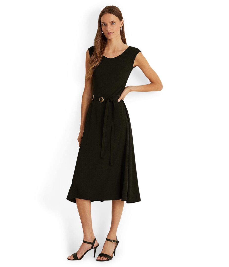 Платье LAUREN Ralph Lauren, Belted Jersey Cap-Sleeve Dress 9825911 | Polo Black фото 1