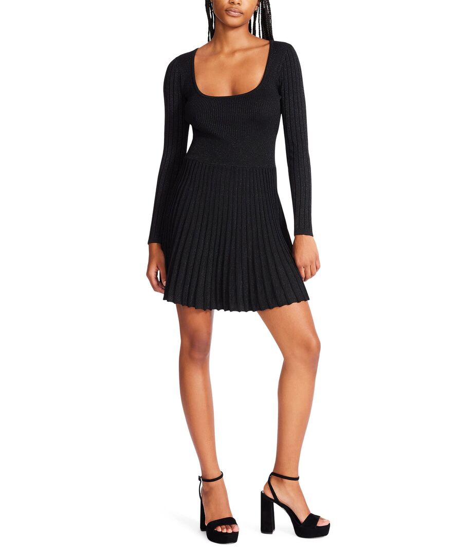 Платье Betsey Johnson, Pleated Metallic Mini Sweaterdress 9827606 | Black фото 1