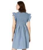 Платье MOON RIVER, Scallop Sleeve Smocked Yoke Tie Neck Mini Dress 9828605 | Dusty Blue фото 2