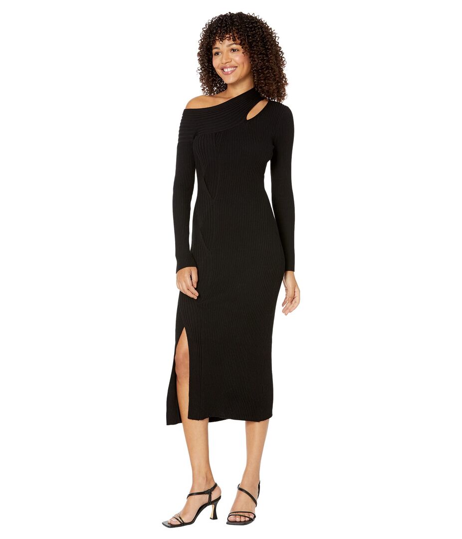 Платье MOON RIVER, Asymmetrical Cutout Sweaterdress 9828615 | Black фото 1