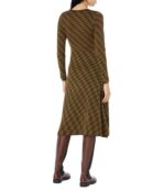 Платье MOON RIVER, Grid Print Midi Sweaterdress 9828617 | Brown фото 2