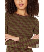 Платье MOON RIVER, Grid Print Midi Sweaterdress 9828617 | Brown фото 3