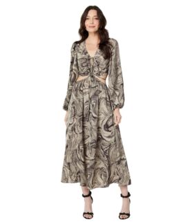 Платье MOON RIVER, Marble Print Cutout Midi Dress