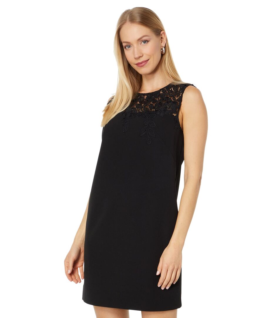 Платье Kate Spade New York, Ribbon Lace Applique Crepe Dress 9856468 | Black фото 1