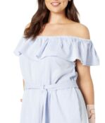 Платье MICHAEL Michael Kors, Plus Size Ruffle Neck Midi Dress 9866059 | Crew Blue фото 3