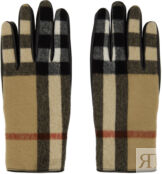 Желто-коричневые перчатки в винтажную клетку Burberry