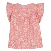 Блузка с воланами и цветочным принтом  7 лет - 120 см розовый