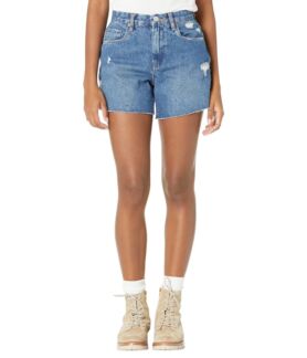 Шорты Blank NYC, Indigo Blue Five-Pocket Cutoffs Mom Shorts with Small Rips