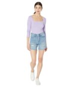 Шорты Blank NYC, Warren High-Rise Exposed Button Fly Distressed Shorts 9698862 | Girls Room фото 4