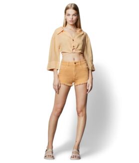 Шорты DL1961, Emilie High-Rise Vintage Cheeky Shorts in Peach Frayed