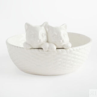 Блюдо глубокое, 24х13 см, керамика, белое, Коты в корзине, Kitten