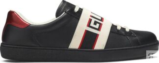 Кроссовки Gucci Ace Stripe Leather Black, черный