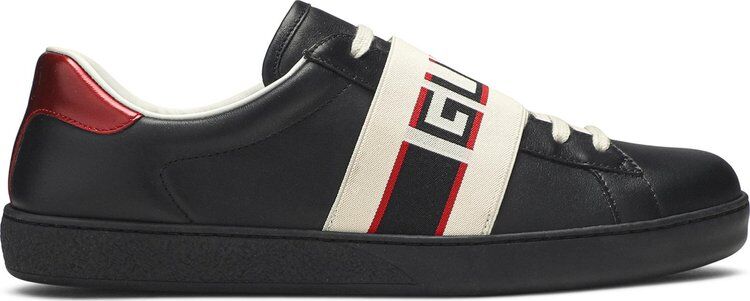 Кроссовки Gucci Ace Stripe Leather Black, черный 523469 0FIV0 1076 | Black фото 1