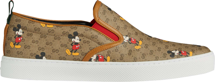 Кроссовки Disney x Gucci GG Supreme Slip-On Mickey Mouse, коричневый 603689 HWU10 8492 | Mickey Mouse фото 1