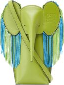 Сумка Loewe Elephant Pocket Fringe Crossbody Bag Meadow Green, зеленый