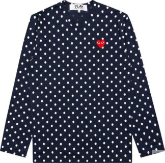 Футболка Comme des Garçons PLAY Heart Polka Dot T-Shirt Navy/White, синий