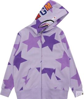 Худи BAPE Sta Pattern Shark Full Zip Hoodie Purple, фиолетовый