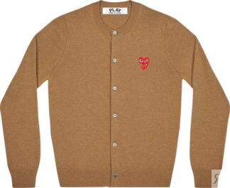 Кардиган Comme des Garçons PLAY Wool Layered Double Heart Cardigan Brown, к