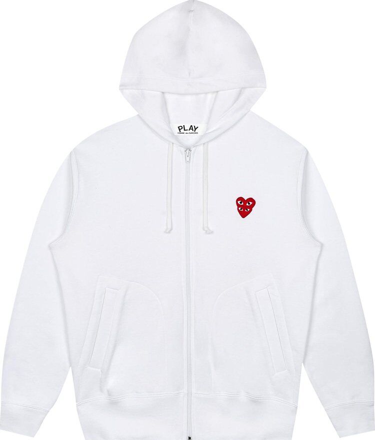 Худи Comme des Garçons PLAY Zip Hoodie White, белый AZ T293 051 2 | White фото 1